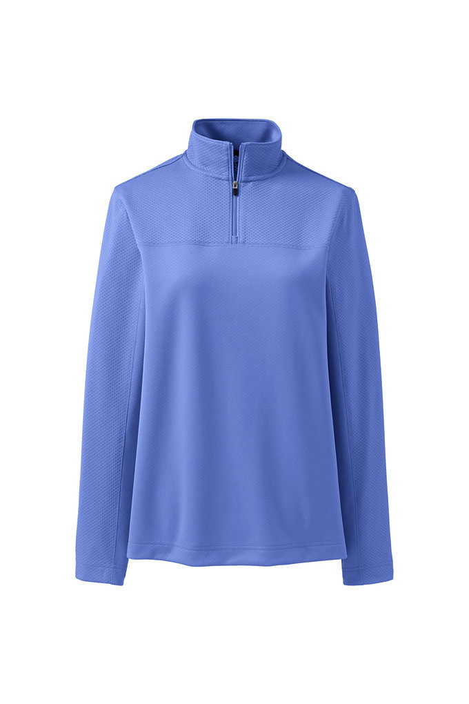 Women's Plus Size Textured Quarter Zip Pullover - Lands' End - Blue - 3X | Lands' End (US)