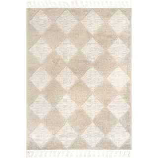 nuLOOM Marissa High/Low Diamond Tassel Ivory 8 ft. x 10 ft. Farmhouse Area Rug OZNN15A-8010 - The... | The Home Depot