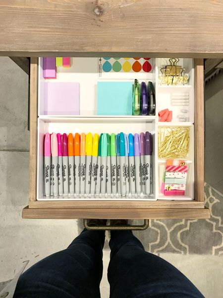 If you have dark desk drawers and tend to lose items in them, adding a bright white background like this ensures you can see it all! I love this Poppin collection - it can be pieces together to fit any drawer beautifully! 

#LTKhome #LTKMostLoved #LTKfamily