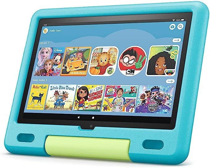 All-new Fire HD 10 Kids tablet, 10.1", 1080p Full HD, ages 3–7, 32 GB, Aquamarine | Amazon (US)