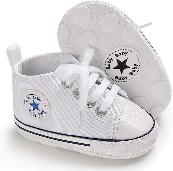 Tutoo Unisex Baby Boys Girls Star High Top Sneaker Soft Anti-Slip Sole Newborn Infant First Walke... | Amazon (US)