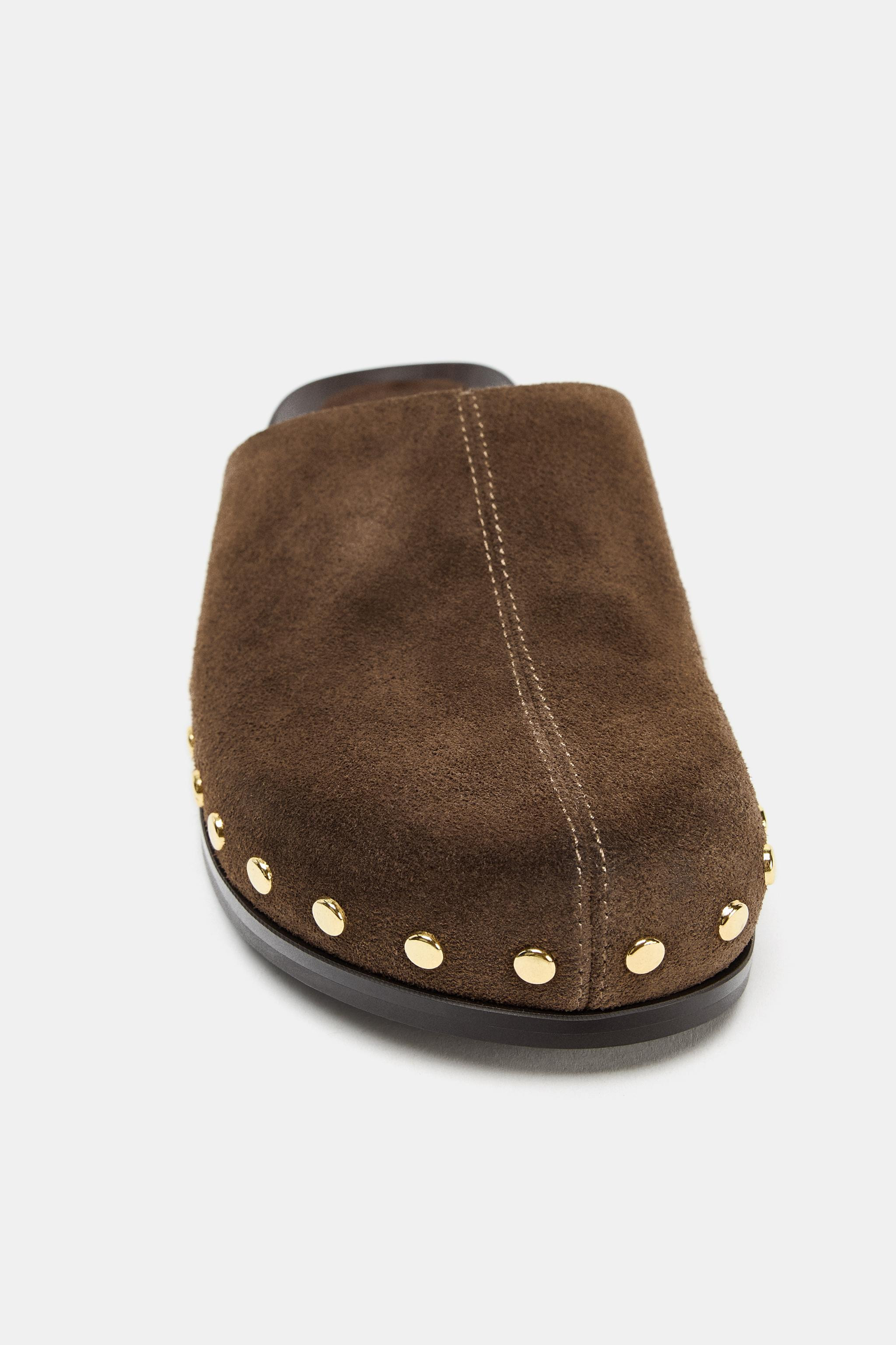 STUDDED LEATHER CLOGS | Zara US