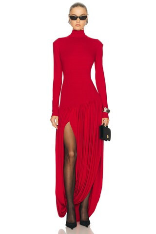 Magda Butrym Long Sleeve Dress in Red - Red. Size 36 (also in 34, 38, 40). | FWRD 