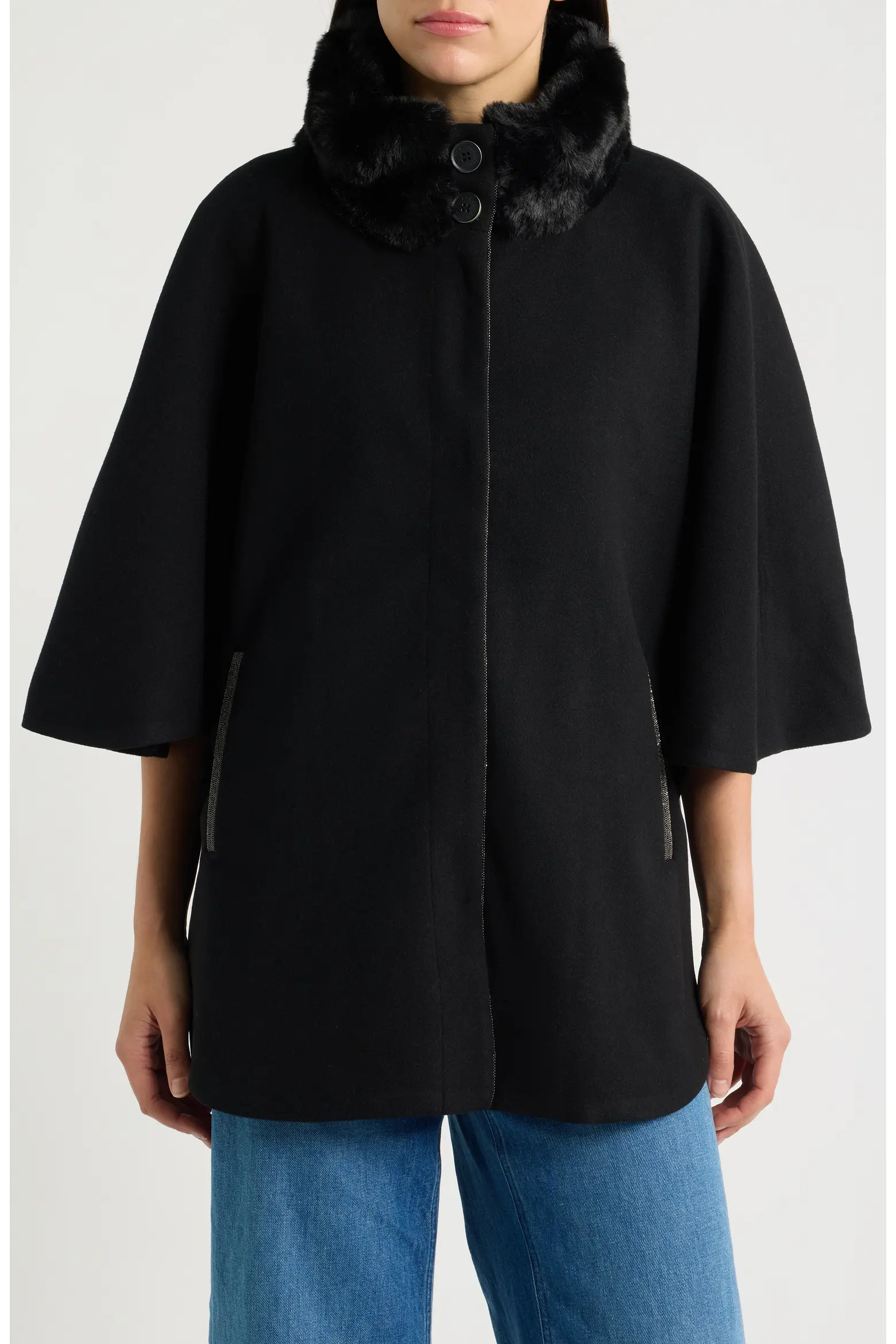 Via Spiga Faux Fur Collar Cape (Women) | Nordstrom | Nordstrom