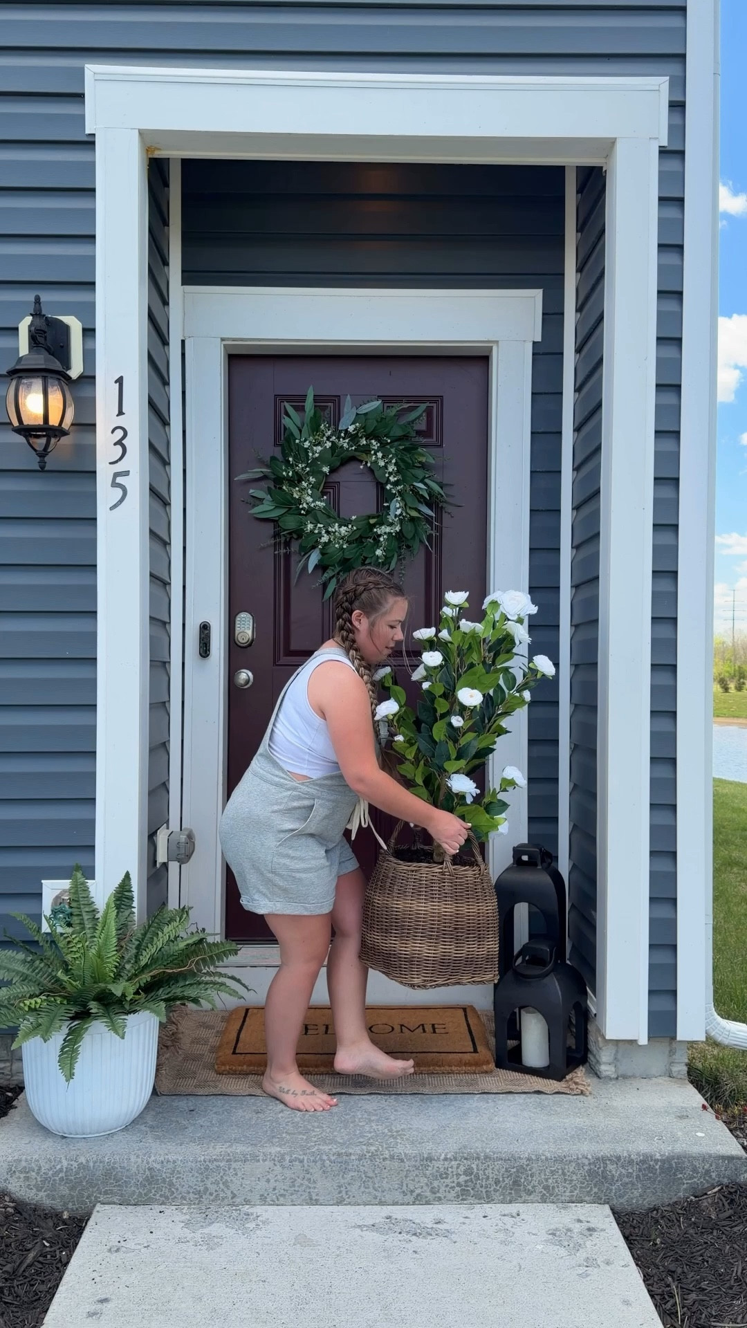 #ad @wayfair We have such a tiny porch it's hard to do much with but I still wanted to make it cute and welcoming for spring and summer, while also keeping it affordable!

#Wayfair #WayfairPartner #wishyouwerehere #outdoor faux outdoor plants, spring porch, spring decor, basket planter, faux fern 

#LTKHome #LTKSaleAlert #LTKSeasonal