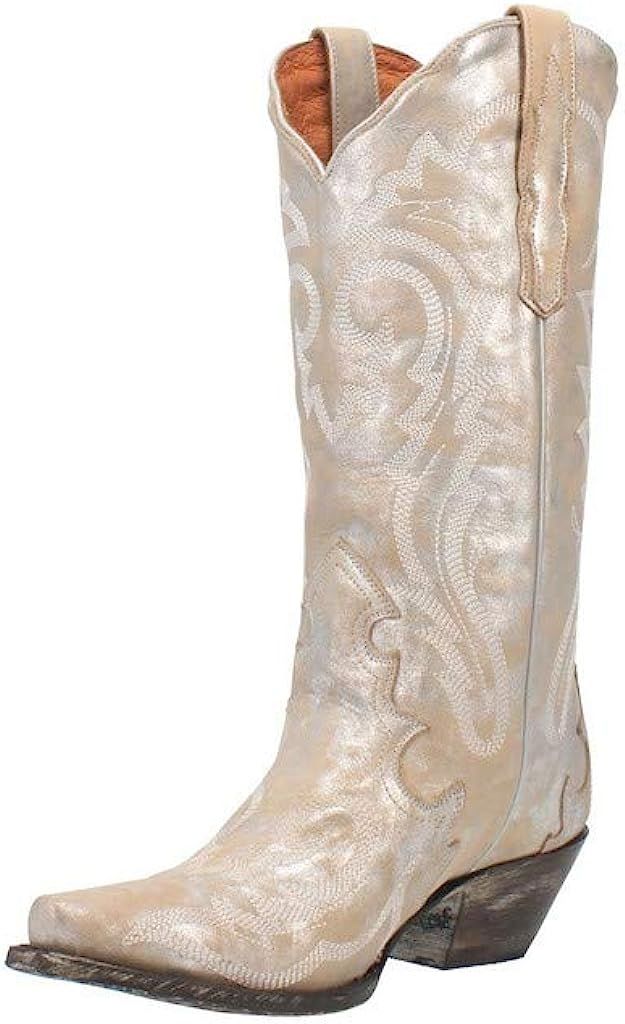Dan Post Boots Womens Frost Bite Metallic Snip Toe Dress Boots Mid Calf Low Heel 1-2" - Silver | Amazon (US)
