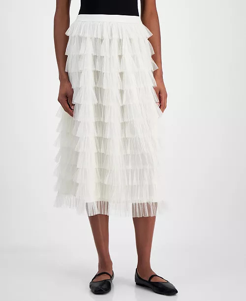 And Now This Women's Tulle Ruffle Midi Skirt, Exclusively at Macy's - Macy's | Macy's