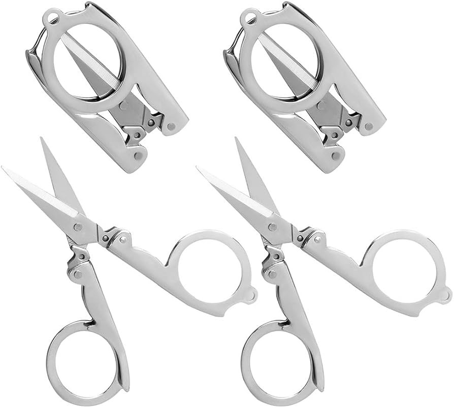 Folding Scissors, 4Pcs Stainless Steel Small Scissors Pocket Portable Foldable Travel Scissors Ti... | Amazon (US)