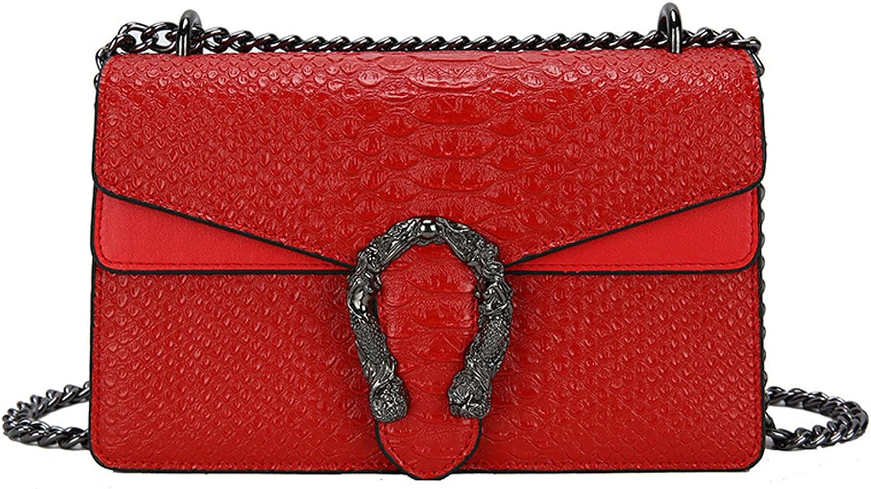 Crossbody Shoulder Bags for Women Snake Printed Leather Handbags Square Satchel Purse with Chain ... | Amazon (US)