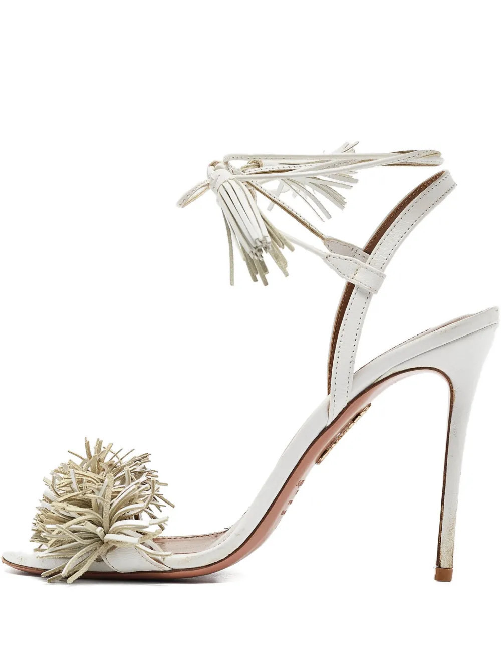 Aquazzura 110mm Wild Thing tassel fringe sandals - White | Farfetch Global