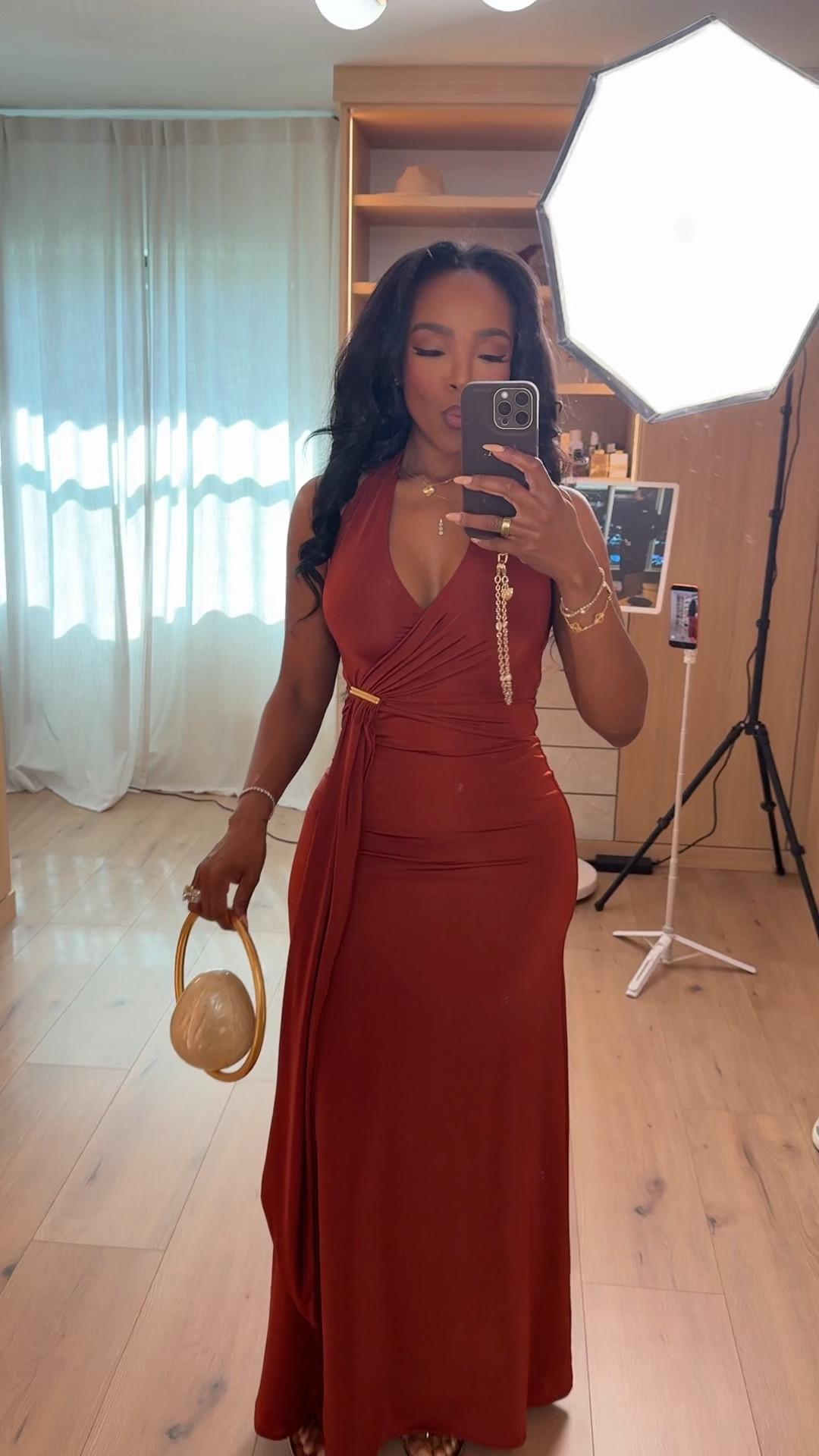 Scroll to shop this elegant rust-toned wrap dress that’s both flattering and timeless. The draped waist detail and soft flowing silhouette create a beautiful shape while the rich color makes it feel effortlessly elevated.

Perfect for vacation dinners, date nights, summer events, weddings, and evening outings.

5'4" | 138 lbs | 34D bust | 27" waist | 40" hips

#LTKSpringSale #LTKootd