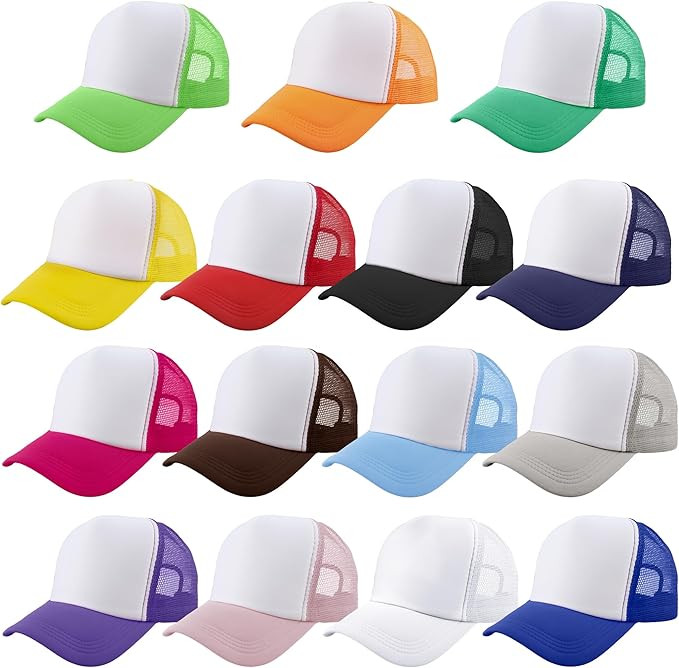 15 Pack Kids DIY Trucker Hats Bulk Summer Mesh Baseball Cap Blank Sublimation Trucker Cap for Chi... | Amazon (US)