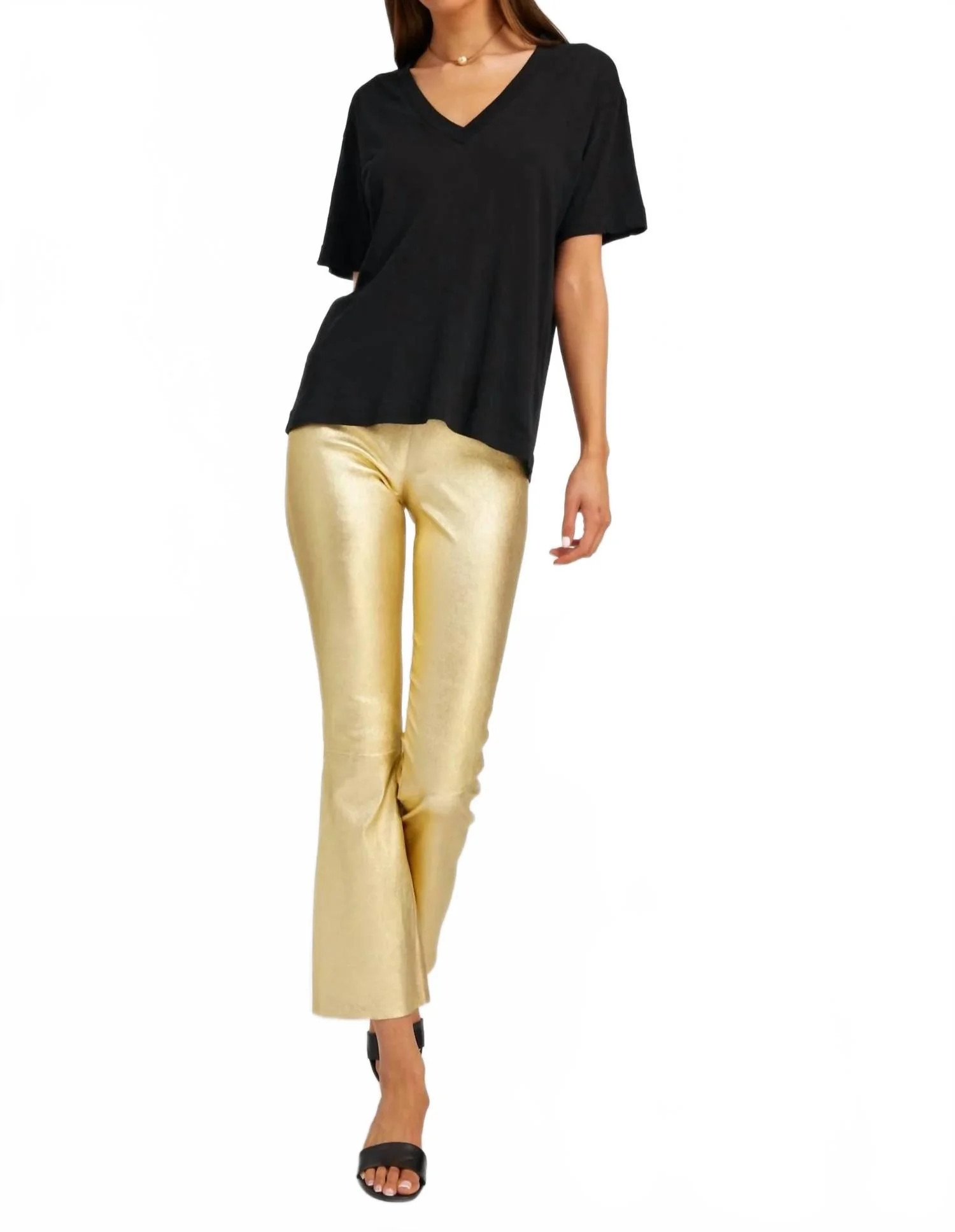Ankle Flare Leggings In Gold | Shop Simon