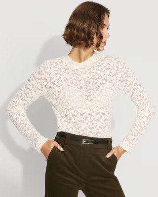 Textured Lace Mockneck Top | White House Black Market