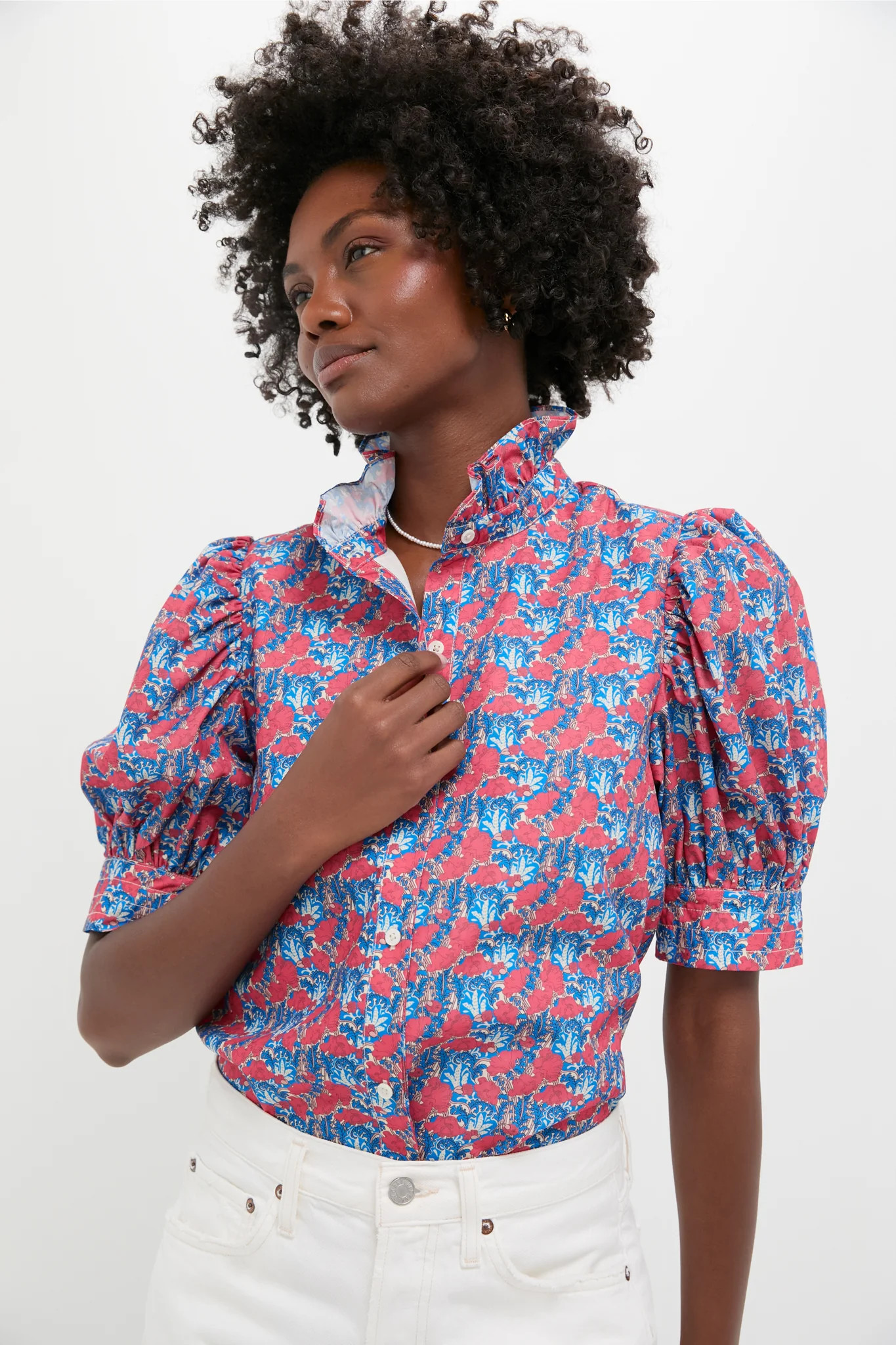 Red & Blue Floral Louisa Blouse | Tuckernuck (US)