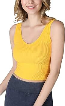 NIKIBIKI Women Seamless V-Neck Ribbed Crop Top, Made in U.S.A, One Size | Amazon (US)