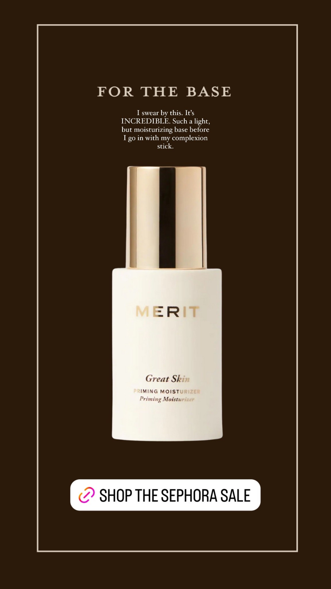 Posting my favorites by category at Sephora so you can easily shop the sale! This is “FOR THE BASE” — I use this religiously as my first step for a light and moisturizing base for my makeup. 

#LTKBeauty #LTKFindsUnder50 #LTKSaleAlert