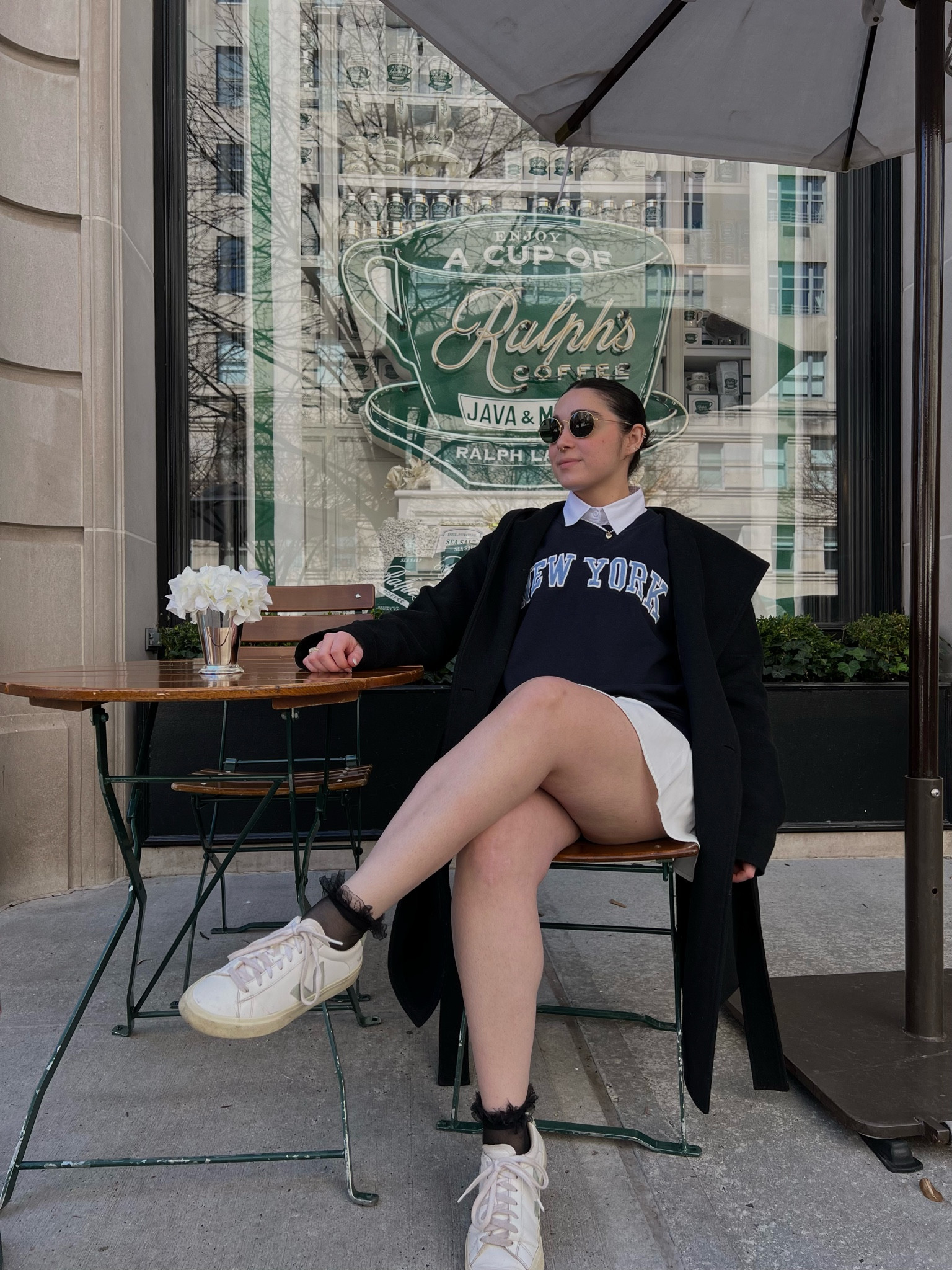 Spring transition outfit
White collared shirt with a crew neck sweater and a tennis skirt. The crew neck is over sized!

#LTKSeasonal