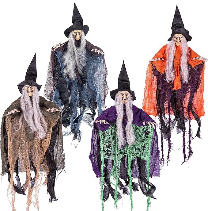 JOYIN 4 Pcs 19.6” Halloween Hanging Wicked Witch in multi-color Halloween Hanging Witch Prop De... | Amazon (US)