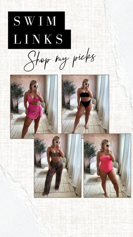 Good American Swim Haul✨ 

Head to my recent YouTube video for full descriptions of sizing. The sizing was all over the place, so I need to chat it out & explain 😂

Below are the sizes I *need* 
Pink // top (wearing a 3, want to try a 2) 
Pink // bottoms (both 3) 

Black // top (wearing a 1-2, need a 3-4) 
Black // bottoms (wearing a 3) 

Leopard // top (wearing a 3) 
Leopard // bottoms (wearing a 3, need a 4) 
Leopard // pants (wearing a 4, need 3) 

Peach // wearing a 3 