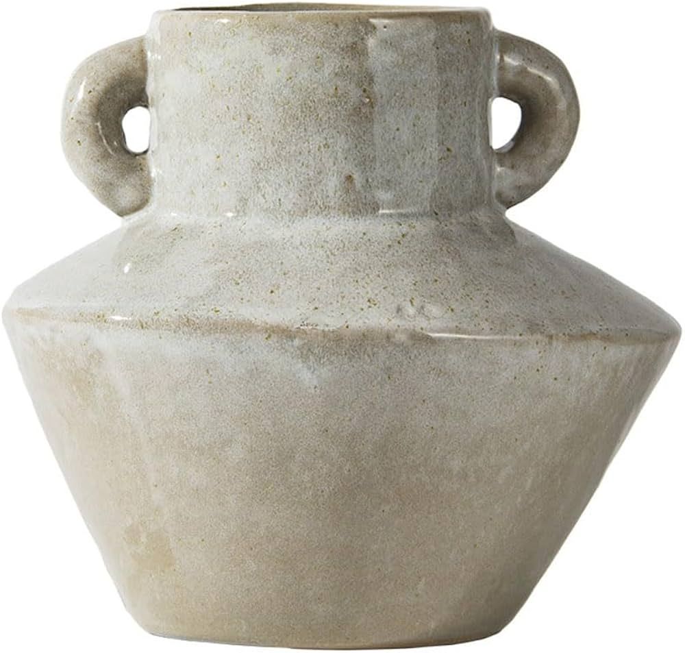 Ceramic Vase with 2 Handles, Rustic Farmhouse Vase for Home Decor, Modern Matte Vase, Centerpiece... | Amazon (US)