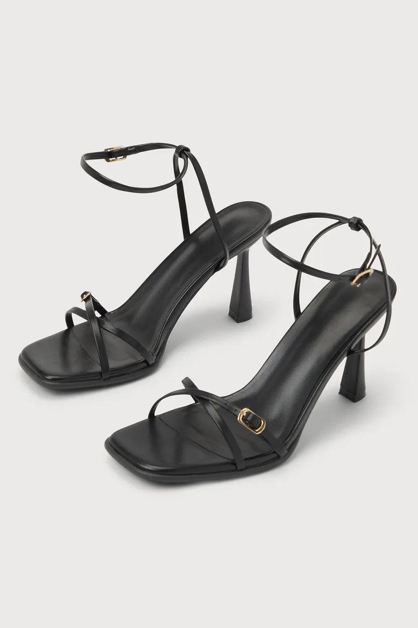Salali Black Strappy Buckle High Heel Ankle Strap Sandals | Lulus (US)