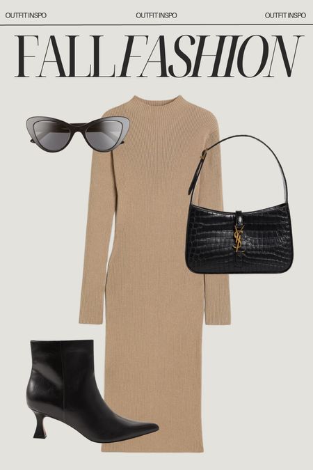 Fall fashion outfit inspo!
Fall outfit, date night, dinner date, sweater dress, boots, black handbag, sunglasses 

#LTKshoecrush #LTKfindsunder100 #LTKSeasonal