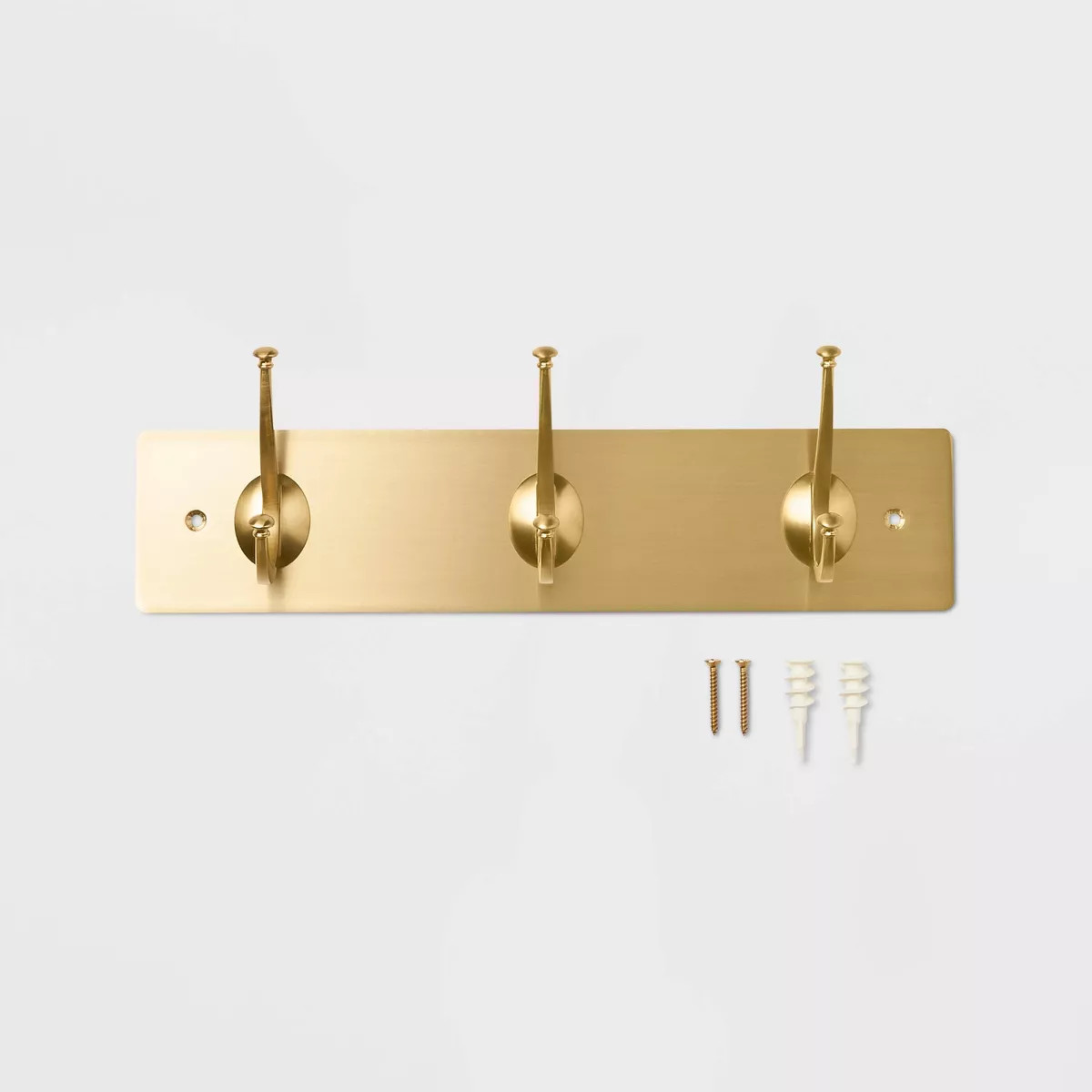 New Traditional 3 Hooks Rail Gold - Threshold™: Wall Mounted Decorative Hook Rack, Light Gold, ... | Target