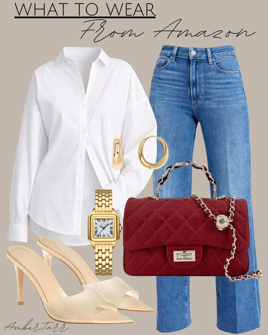Classic with a statement twist.A crisp white button-down paired with structured denim creates that effortless polished base, while the bold red bag adds the perfect pop of color. Finished with neutral heels and gold accents, this look balances timeless style with a modern, elevated feel—perfect for lunches, meetings, or an easy day-to-night transition.

#LTKmomlife #LTKOver40 #LTKootd