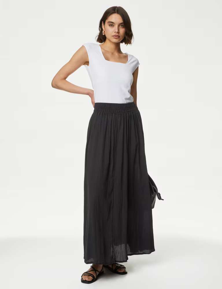 Pure Cotton Crinkle Midaxi Skirt | Marks & Spencer (UK)
