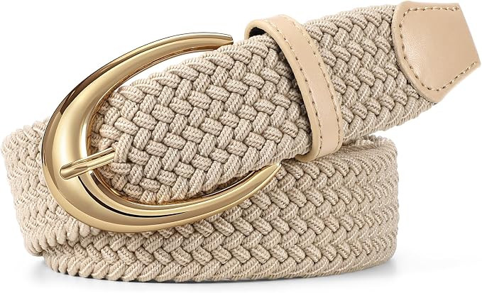 JASGOOD Braided Stretchy Belts for Women Casual Woven Elastic Belt with Gold/Silver Buckle for Je... | Amazon (CA)