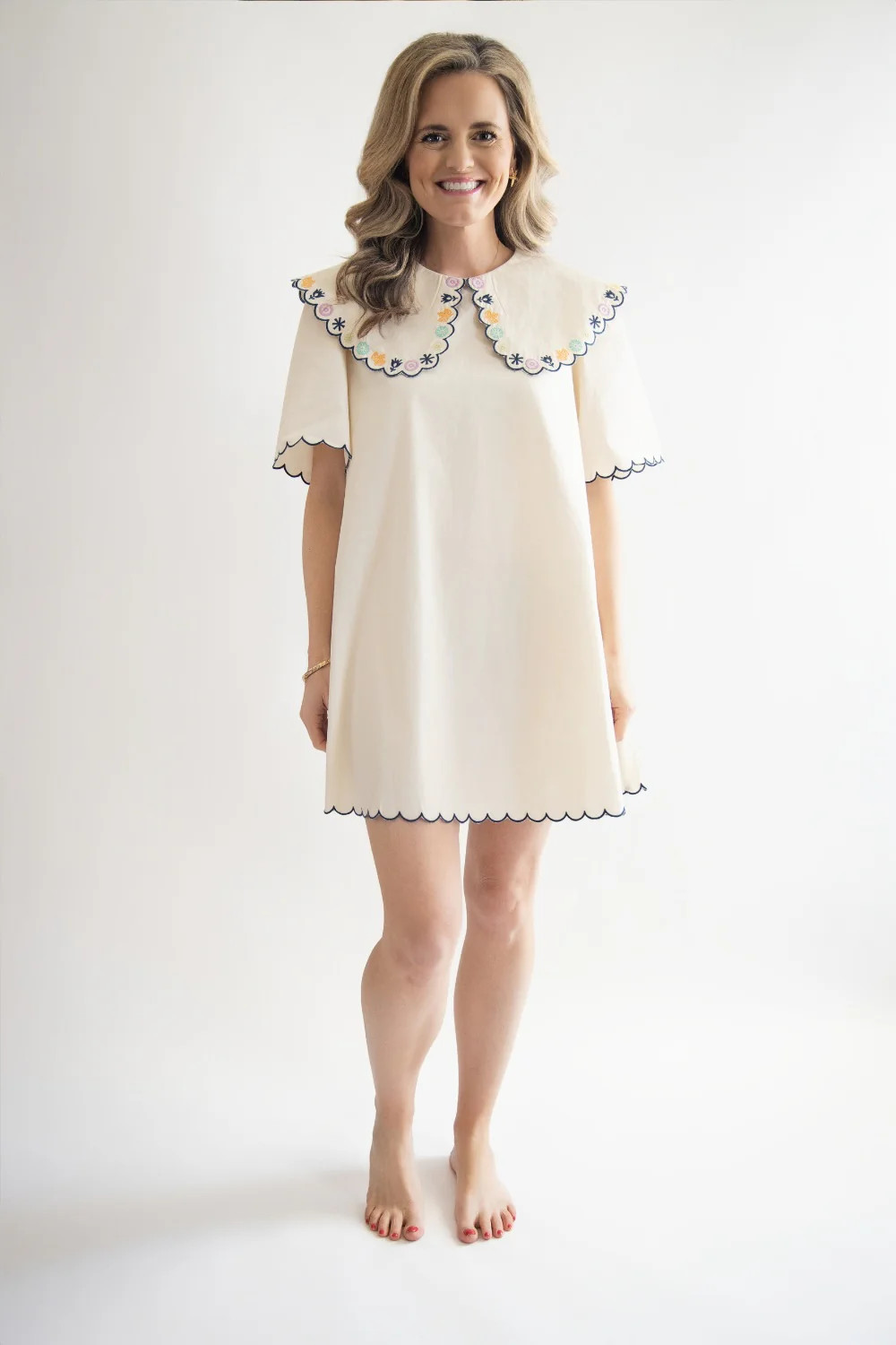 Embroidered Peter Pan Collar Mini Dress | Edit No. 5 Boutique