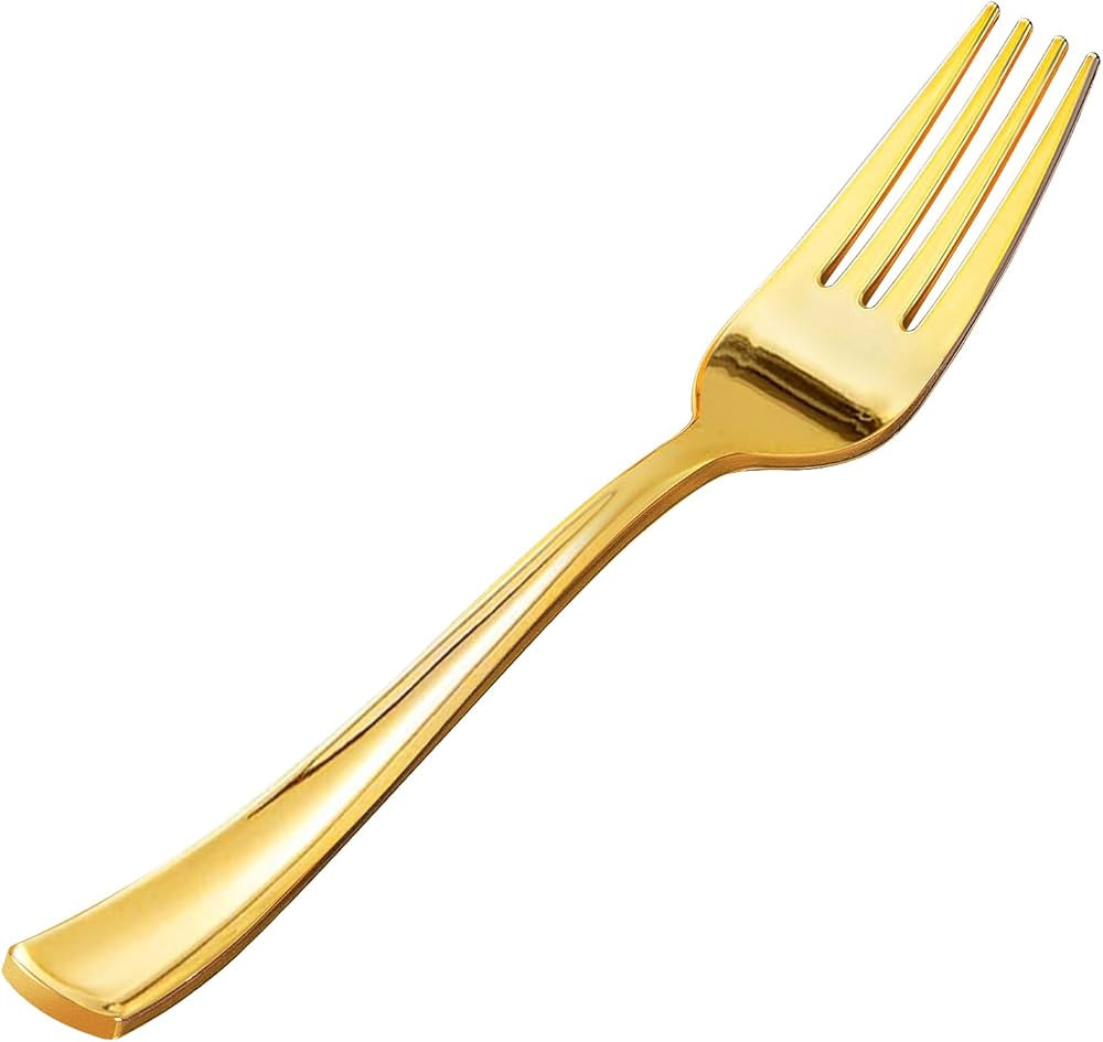 Goodluck 50 Pack Gold Plastic Forks, Heavy Duty Forks Disposable, Plastic Cutlery Perfect for Wed... | Amazon (US)