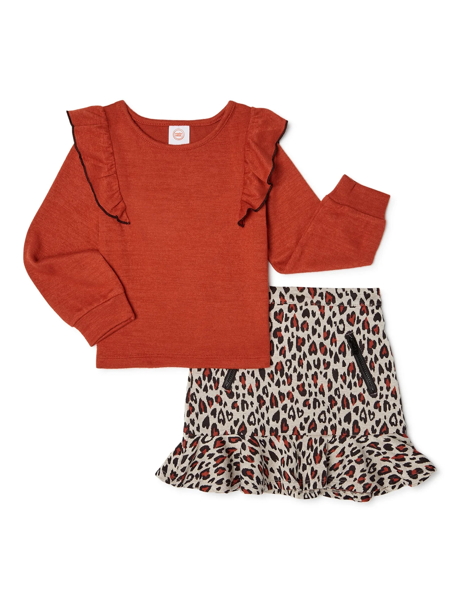 Wonder Nation Baby Girls & Toddler Girls Skirt Set, Sizes 12M-5T | Walmart (US)