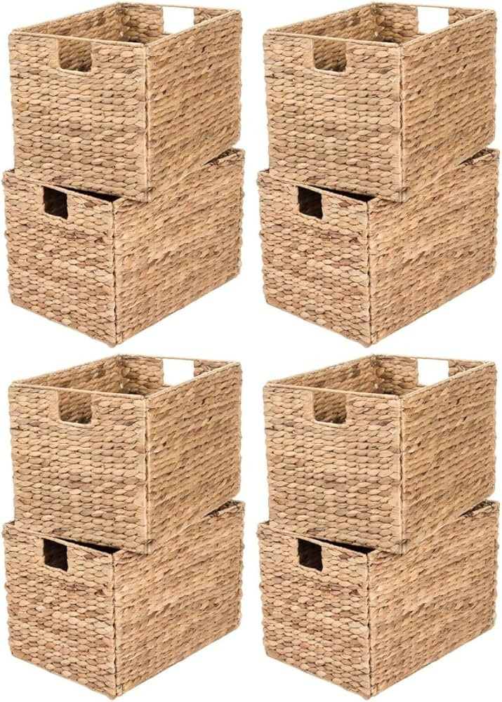 Westerly 8 Decorative Hand-Woven Water Hyacinth Wicker Storage Basket, 16x11x11 Perfect for Shelv... | Amazon (US)