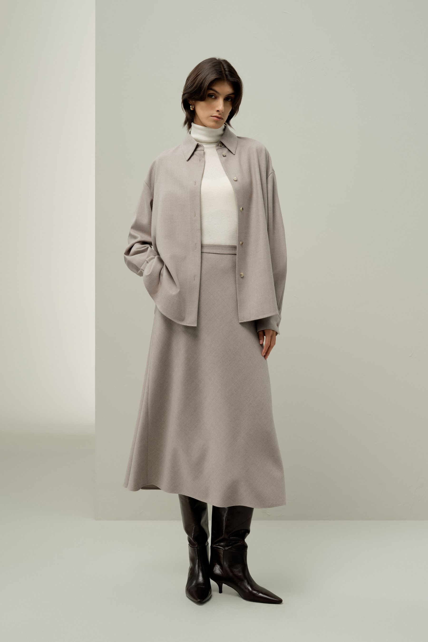 Silk-Wool Oversized Warm Shirt | LILYSILK