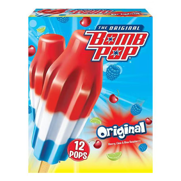 Bomb Pop Original (Cherry, Lime, Blue Raspberry) Frozen Bars - 21 fl oz /12ct | Target