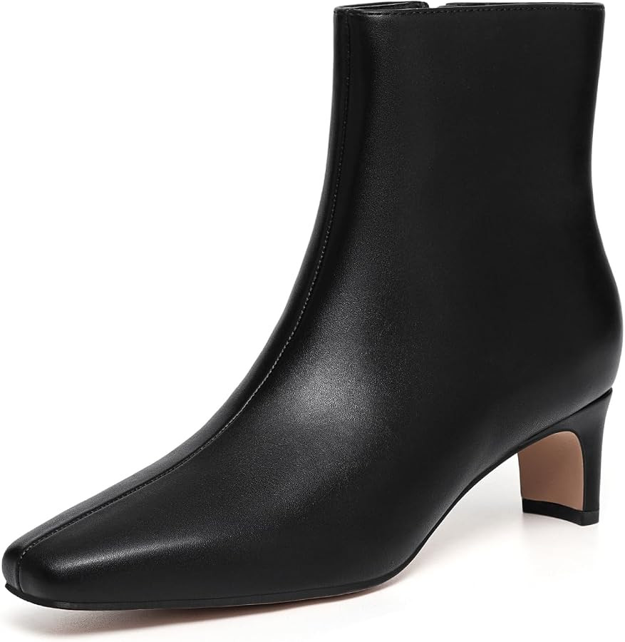 Athlefit Women's Ankle Boots Comfortable Low Heel Pointed Square Toe Dress Short Boots with Side ... | Amazon (US)