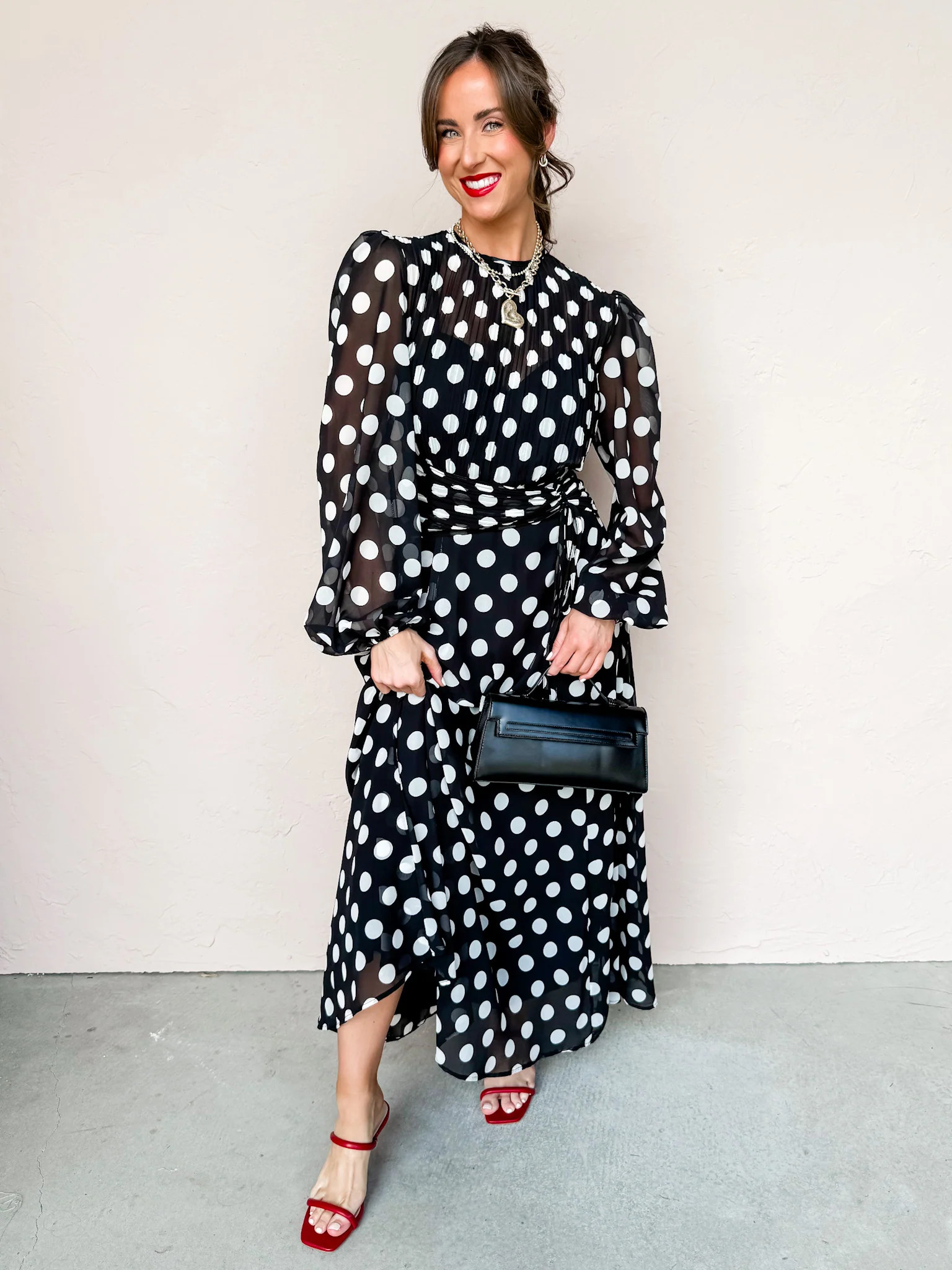 Classical Style Pleated Polka Dot Dress | Ruthie Grace
