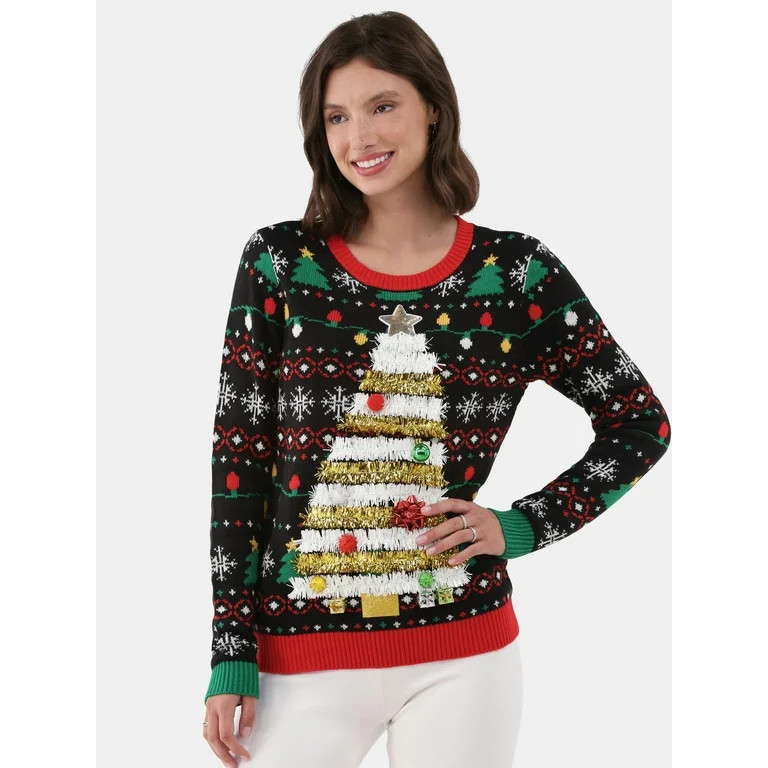 No Boundaries Christmas Sweater, Women's and Women's Plus | Walmart (US)