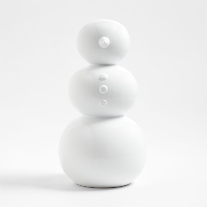 Large White Holiday Ceramic Snowman 14" + Reviews | Crate & Barrel | Crate & Barrel
