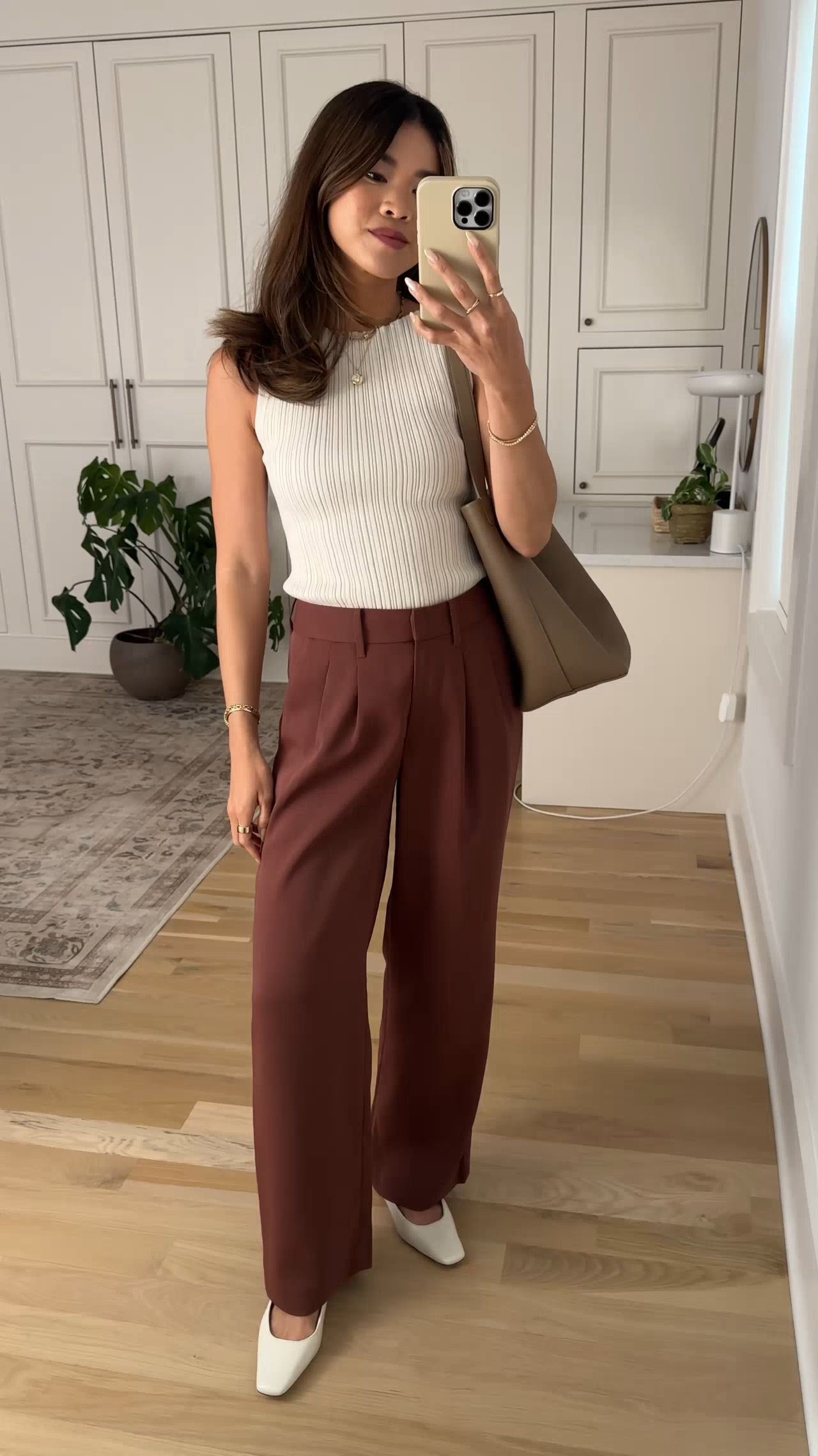 Summer office OOTD. This @Quince  Cotton Cashmere Ribbed Tank is a great summer option to wear to the office!

Sizing info:
Quince Stretch Crepe Pleated Wide Leg Pants - Size 0 28in inseam in Redwood Brown
Quince Cotton Cashmere Ribbed Tank - XS in Heather Oatmeal

petite fashion, get dressed with me, outfit inspiration, ootd, nashville outfit, Nashville influencer, petite style, vacation style, casual outfits, mom style, petite pants, spring outfits, spring outfit info, spring pants, spring outfit idea, spring top, summer pants, quince pants, work pants, spring tank, spring shoes, petite trousers, kitten heels, quince tank, summer tank, work outfit, summer work outfit, 

 

#LTKPetite #LTKootd #LTKWorkwear