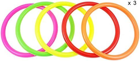 Fushing 15Pcs Multicolor Plastic Toss Rings for Kids Ring Toss Game, Speed and Agility Training G... | Amazon (US)