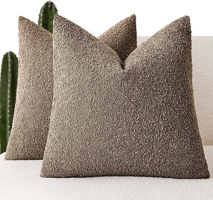 Foindtower Pack of 2 Textured Boucle Throw Pillow Covers Accent Solid Pillow Cases Cozy Soft Deco... | Amazon (US)