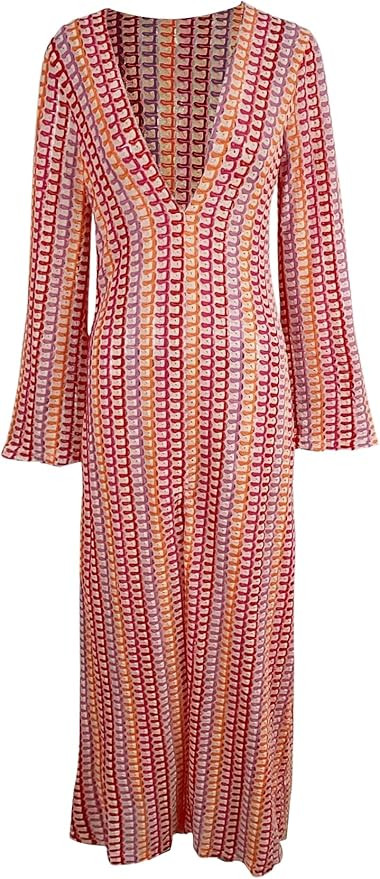Yimoon Women’s Striped Maxi Dress Long Knit Beach Dresses Loose Fit Sexy Summer Contrast Color ... | Amazon (US)