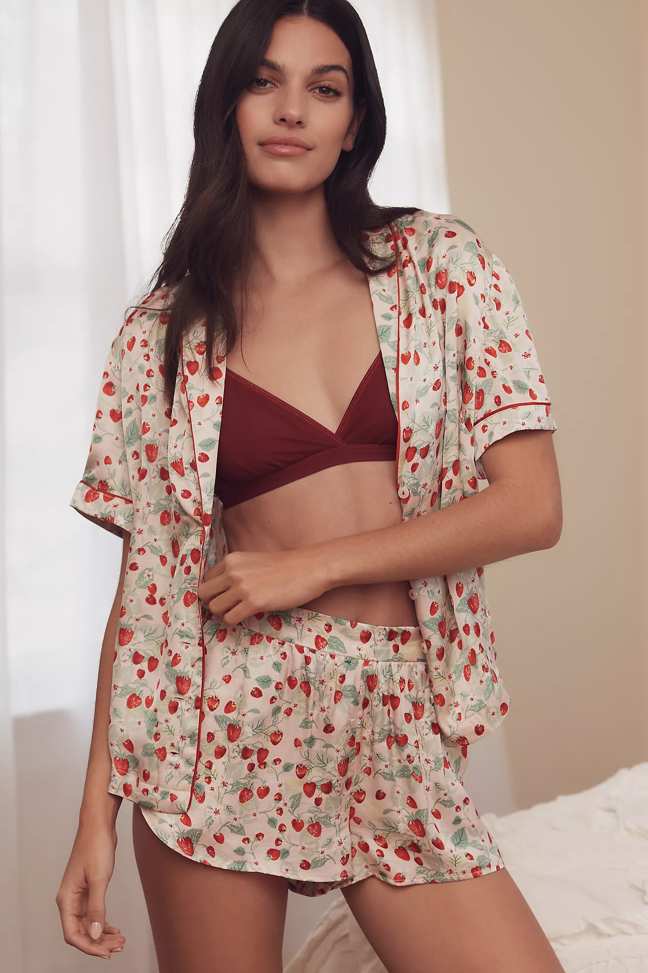 By Anthropologie Silky Patterned Pajama Top | Anthropologie (US)