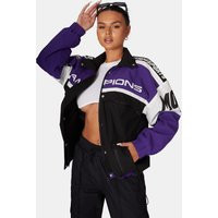 Oversized Varsity Motocross Jacket Purple | Public Desire (US & CA)