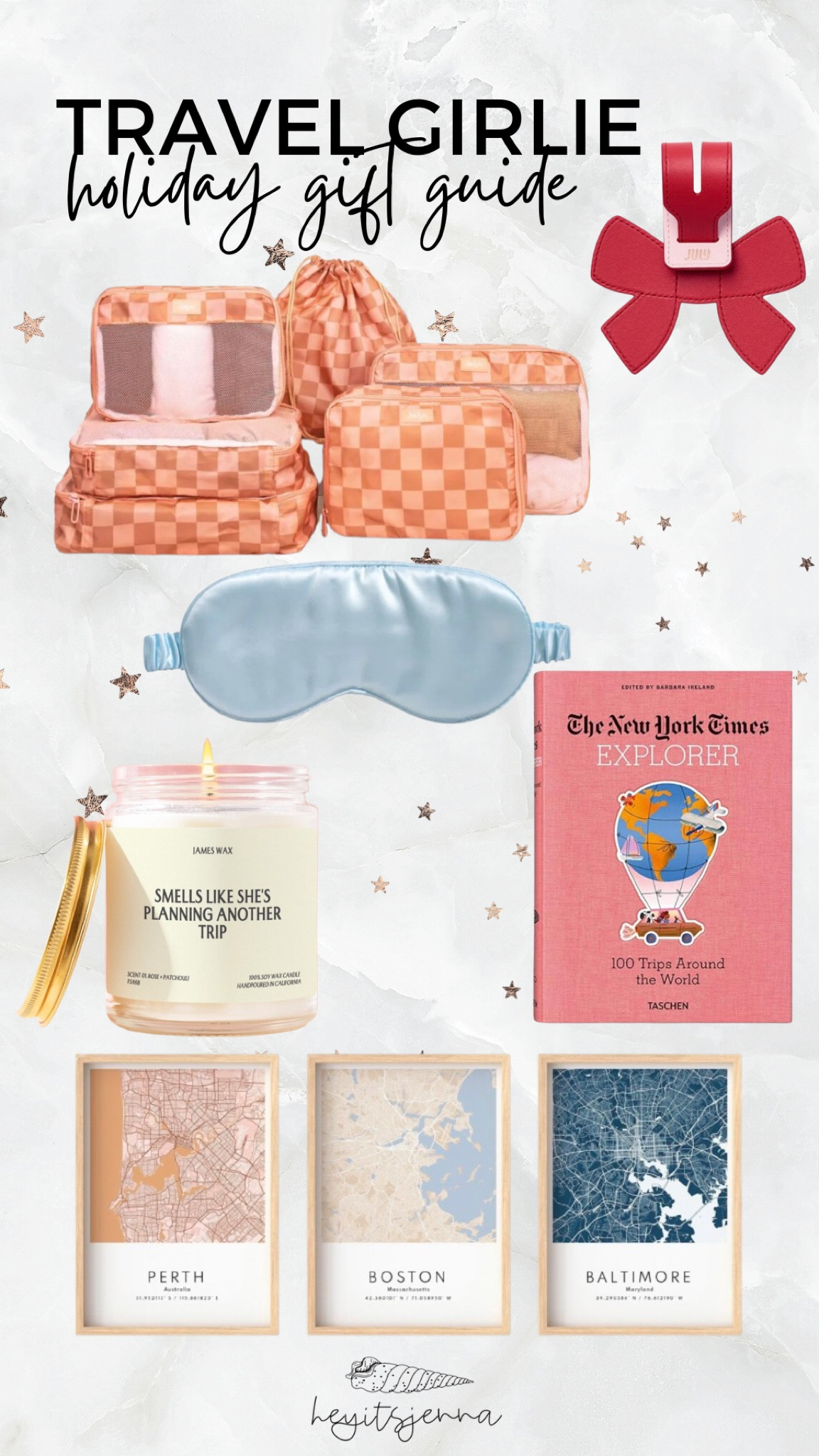 How gift guide for the jet setter and travel girly, gifts for the girl who’s always catching flights, packing cubes and silk sleep mask, custom location wall art, and home decor

#LTKGiftGuide #LTKHoliday #LTKCyberWeek