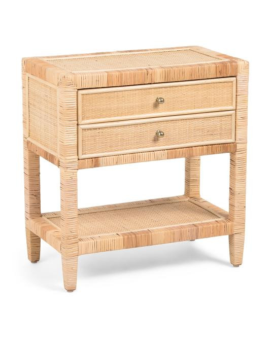 24x14x26 2 Drawer Rattan Accent Table | TJ Maxx