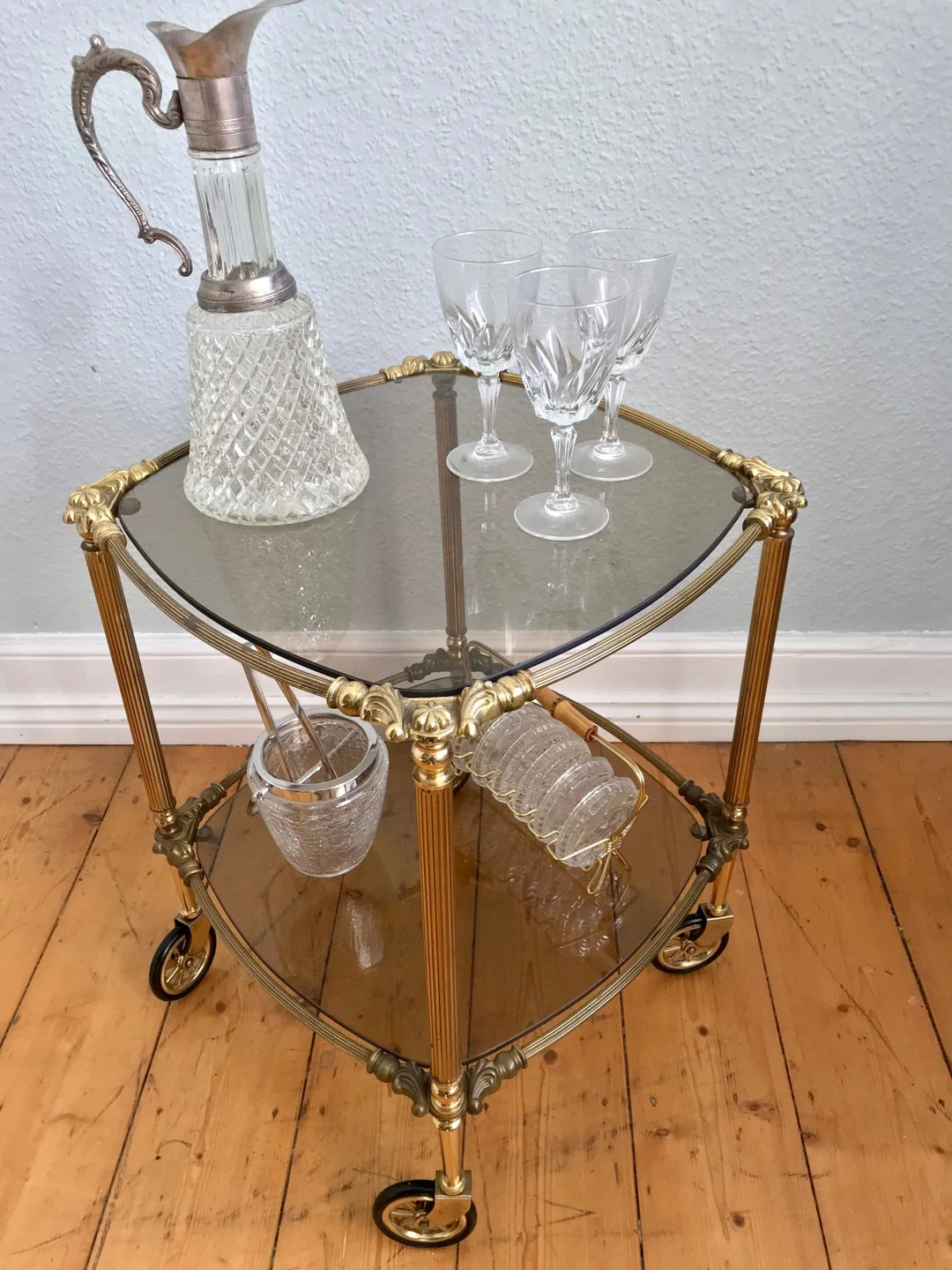 Italian Brass Serving Cart Vintage Chariot Bar Orig. Artdeco BAR CART Tea Cart. Very Nice Ornamen... | Etsy (US)